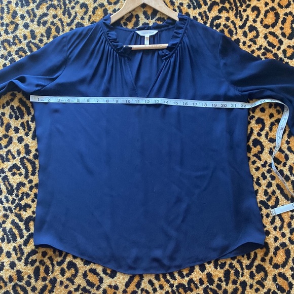Rebecca Taylor Silk Double Georgette Ruffle Top in Navy size 12 - Picture 14 of 16